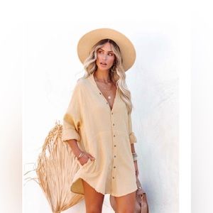 Vici - Kennedy Cotton Pocketed Button Down Tunic - Yellow